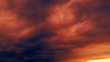 Red And Gold Romantic Sundown Clouds Bg - Abstract 3D Rendering