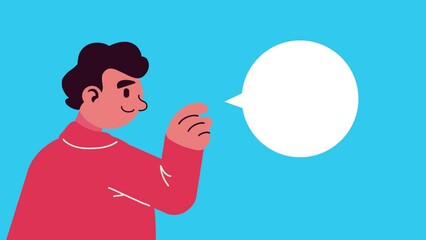 Poster - man with speech bubble character animation