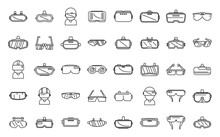 Virtual Glasses Icons Set Outline Vector. Vr Reality. Oculus Video