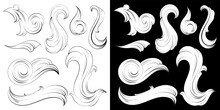 Vector Hand Drawn Illustration Of Baroque Swirls. Creative Line Elements . Template For Card, Poster, Banner, Print For T-shirt, Brochure.