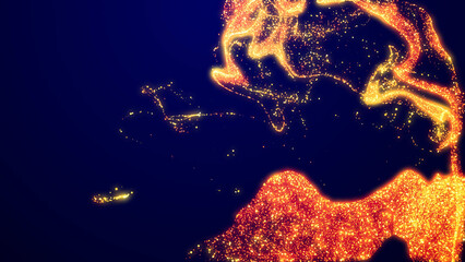 Wall Mural - particle background like confetti in oil. 3d render of magic fiery golden sparkles glisten and shine