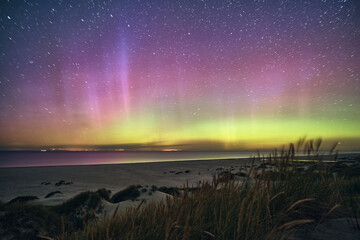 Wall Mural - Northern Lights Aurora Borealis over danish Coast. High quality photo