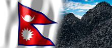Nepal - Country Flag And Pile Of Coal - 3D Illustration