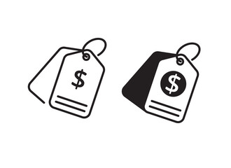 Canvas Print - Price tag icon with black and white color on isolated background