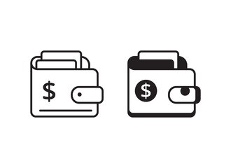 Wall Mural - wallet icon with black and white design on isolated background