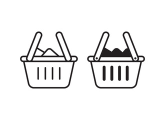 Canvas Print - Shopping basket icon with black and white design on isolated background