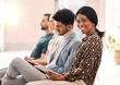 © Malik E/peopleimages.com - Business people, digital agency and interview with black woman in corporate, hiring or onboarding company. Recruitment, motivation and training with employees in seminar, conference or workshop
