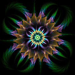 Wall Mural - abstract fractal mandala, computer-generated illustration.