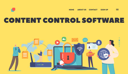 Content Control Software Landing Page Template. Internet Safety, Computer Security, Privacy Protection, Virtual Network