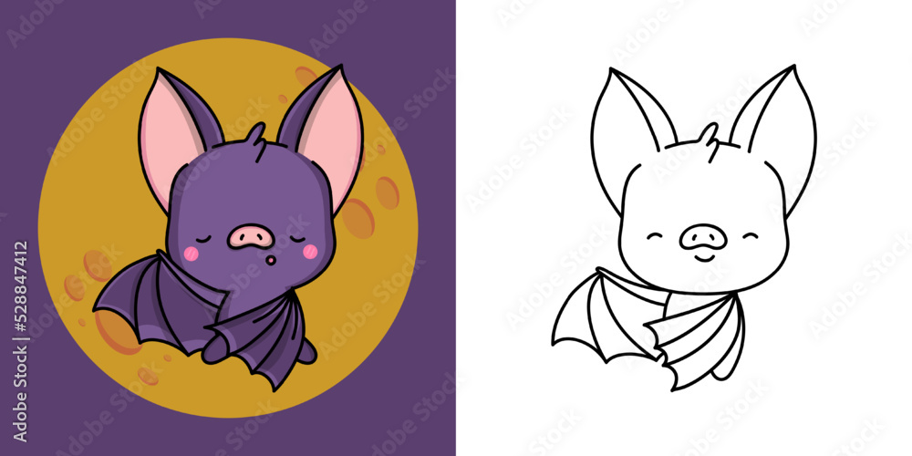 Cute Bat Clipart for Coloring Page and Illustration. Happy Clip Art ...