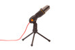 Condenser microphone on a small tripod isolated on transparent background.