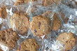 Homemade cookie in plastic bag package with close up shot,food packaging concept.