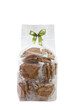 Homemade cookies in plastic bag packaging isolated on transparent background.food packaging concept.