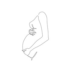 Poster - Pregnant woman abstract silhouette, pregnancy, continuous line drawing, print for clothes and logo design, emblem or logo design, isolated vector illustration.