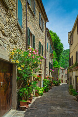Wall Mural -  Italian street in a small provincial town of Tuscan