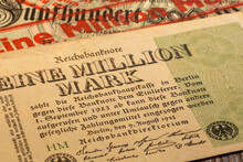 Nahaufnahme Einer Historischen Reichsbanknote Zur Zeit Der Hyperinflation 1923 In Höhe Von Einer Million Mark