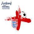 Soccer ball on England flag background from paint brushes. Vector illustration, suitable for your project: website, poster, display, banner, brosur, templates