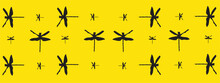 Dragonfly Vector Image On A Yellow Background For Illustration Or Wallpaper.