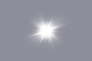 Wall Mural - glow effect. star on transparent background.bright sun. vector illustration.