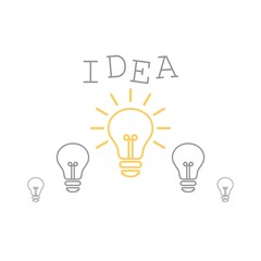 Canvas Print - Abstract flat design light bulb idea icon Isolated on white background