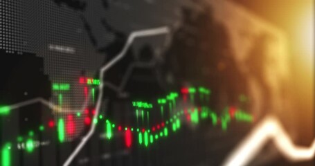 Aufkleber - Graphic chart global forex trading, financial cash inflation numbers and global economy audit. Fintech stock market economy, big data finance and accounting 3d technology growth with digital network