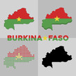 Map of Burkina Faso. Outline map and flag of Burkina Faso country. Vector