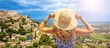 Holiday maker enjoying panoramic view of Gordes- Provence in France