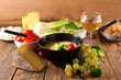 cheese fondue with vegetable- top view