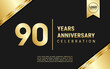 90 Years Anniversary template design. Golden Anniversary Celebration, vector illustration.