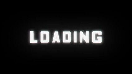 Wall Mural - glitch loading text. looped loading animation with distortion effect isolated on black background. e