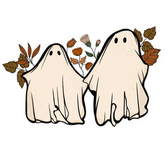 retro ghost halloween cute illustration vintage cartoon ghost cloth