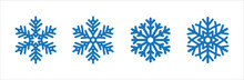 Snowflake Icon Vector Set. Distinctive Beautiful Snowflakes Icons. Christmas Winter Season Theme Illustration. Soft Blue Color.