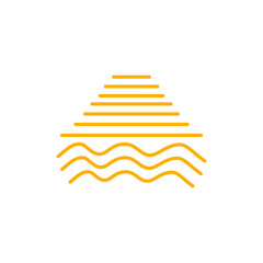 Wall Mural - sunset logo in boho vintage style, illustration of sun in line art outline design