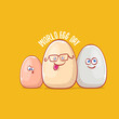 © zmiter - world egg day concept funny illustration with cute white egg cartoon kawaii character isolated on orange background.