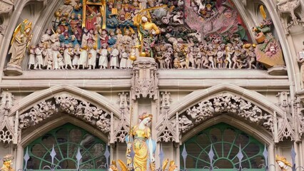 Poster - Ornate Gothic gate of Minster Cathedral with Last Judgement, Bern, Switzerland