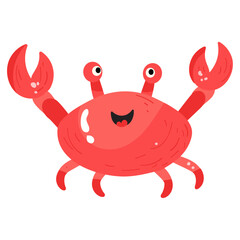 Poster - A cute flat sticker icon of crab 