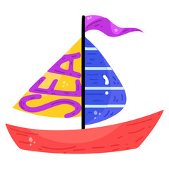 Wall Mural - Get this editable flat sticker of sailboat