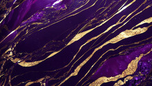 Purple Marble And Gold Abstract Background Texture. Marbling With Natural Luxury Style Lines Of Marble And Gold Powder Surface Grunge Stone Texture