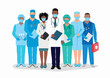 © liana2012 - Thank you doctors and nurses for helping and saving lives. A team of doctors of different medical specialties in medical uniforms. Vector illustration.
