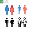 © Suncheli - male and female icon, toilet, woman, people logo, different style. Bathroom and restroom sign. Symbols of man and women. Partner gender logo. Vector illustration design on white background. EPS 10