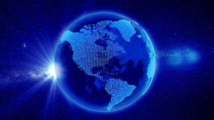 Leinwandbilder - Technology background earth of binary code/Technology background earth digital, continents consisting of binary code. The background can be used to demonstrate the processes of science and education.
