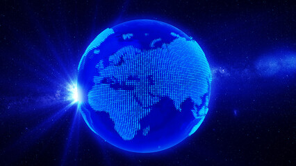 Leinwandbilder - Technology background earth of binary code/Technology background earth digital, continents consisting of binary code. The background can be used to demonstrate the processes of science and education.