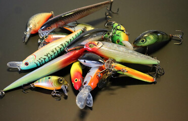 A set of fishing lures and equipment