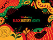 © cherryblossom77 - Celebrating Black History Month Memphis concept Background. African Americans February poster. Horizontal banner vector illustration. Website header, social media post, greeting card graphic resource