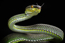 Close Up Of A Snake On A Black Background