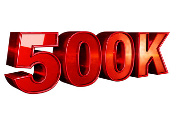 500k 3D text rendering red isolated png