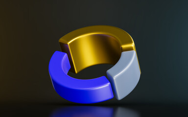 Wall Mural - pie chart sign on dark background 3d render concept for business data analyze