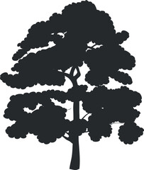 Sticker - Tree silhouette. Black big plant. Forest nature