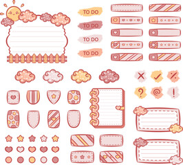 collection of digital printable frame notes with planners sticker and sticky notes pack