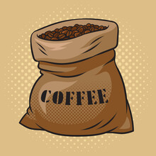 Bag Of Coffee Pinup Pop Art Retro Vector Illustration. Comic Book Style Imitation.
